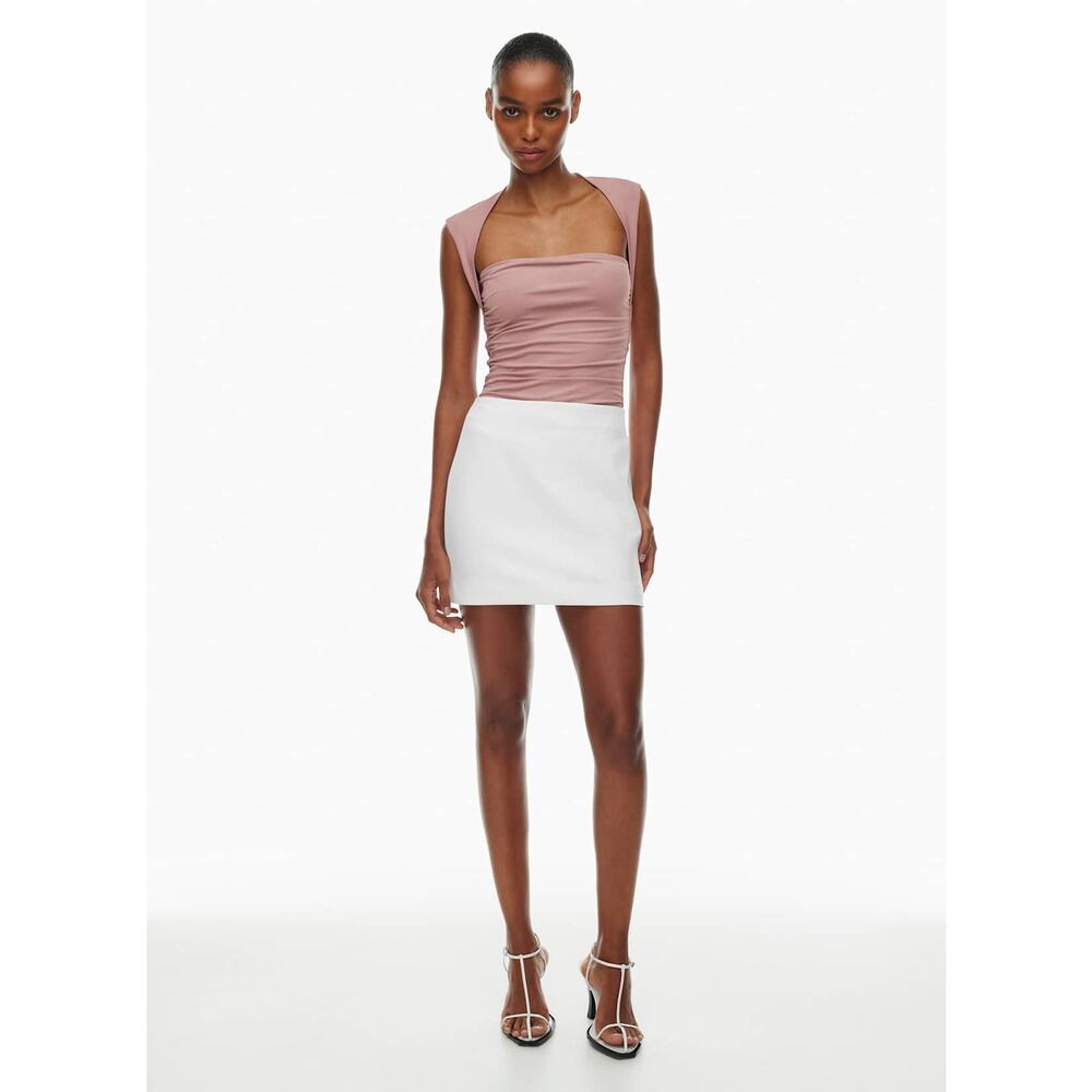Aritzia Mauve Ruched Strapless Crop Top